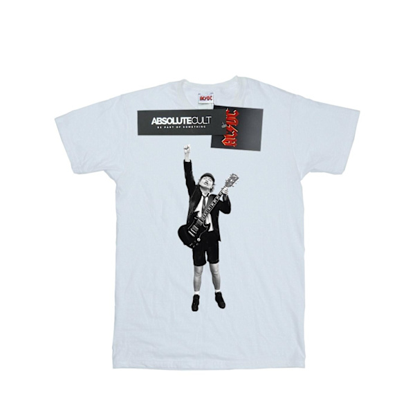 AC/DC Dam/Damer Angus Young Cut Out Bomull Boyfriend T-Shir White S