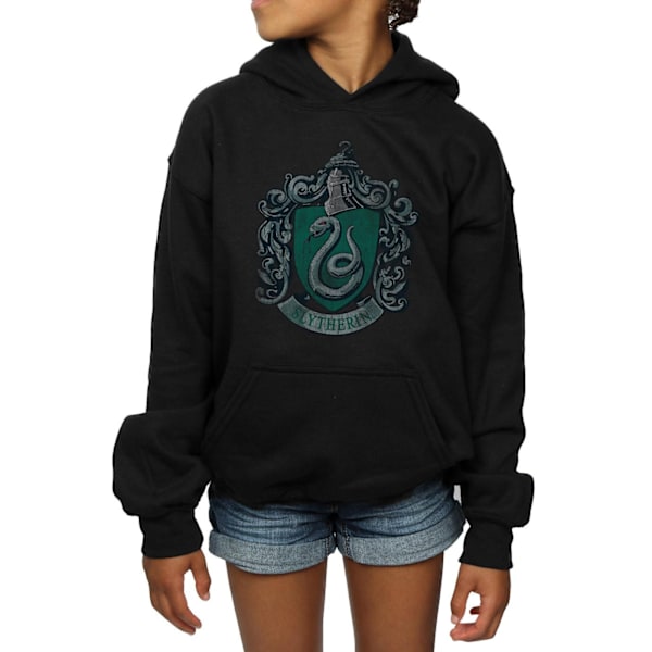 Harry Potter Flickor Slytherin Distressed Crest Hoodie 3-4 År Black 3-4 Years