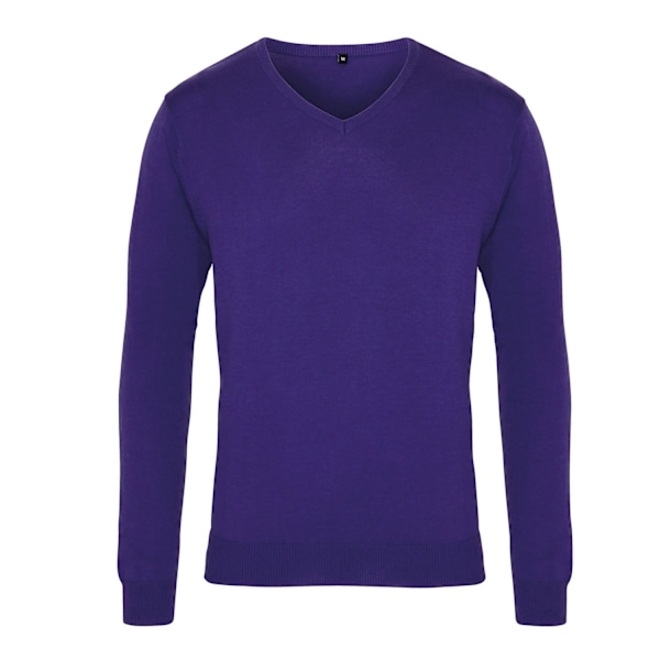 Premier Herr Stickad Bomull Akryl V-ringad Sweatshirt M Lila Purple M