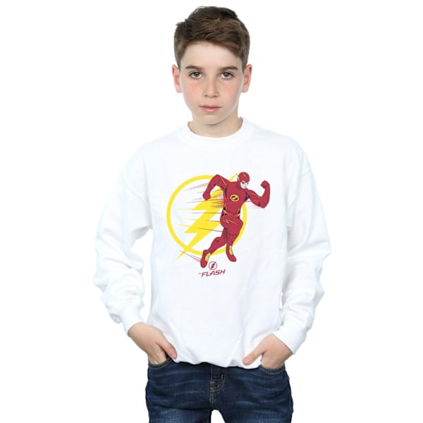 DC Comics Boys The Flash Running Emblem Sweatshirt 7-8 år Vit White 7-8 Years