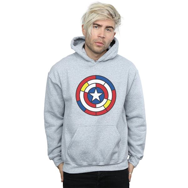 Marvel Herr Captain America Glasmålning Sköld Hoodie XXL Spo Sports Grey XXL