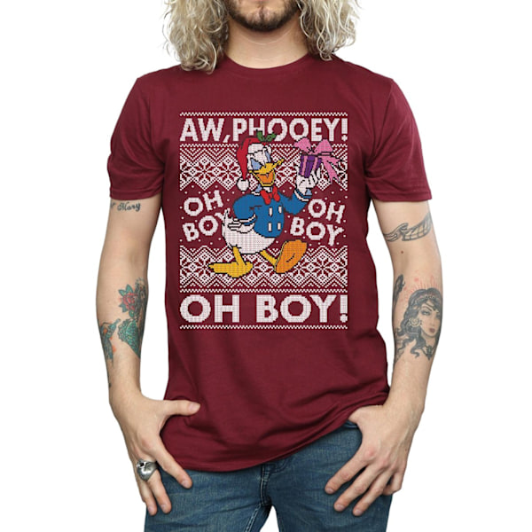 Disney Herr Donald Duck Jul Fair Isle T-shirt XL Bourgogne Burgundy XL