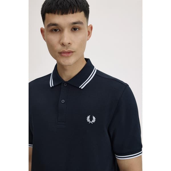 Fred Perry Herr Twin Tip Pikétröja XL Marinblå Navy XL