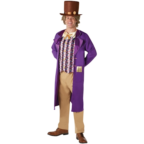 Willy Wonka Herr Deluxe Kostym XL Lila Purple XL