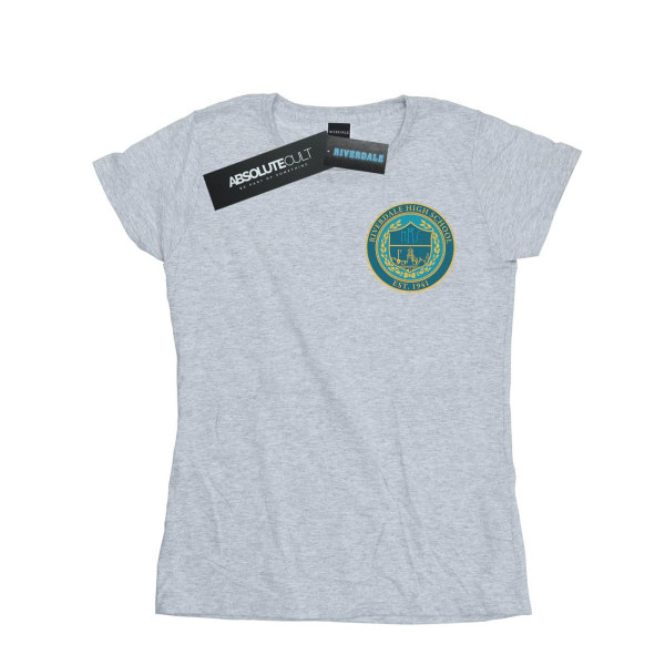 Riverdale Dam/Damer High School Crest Brösttryck Bomull T-shirt Sports Grey S