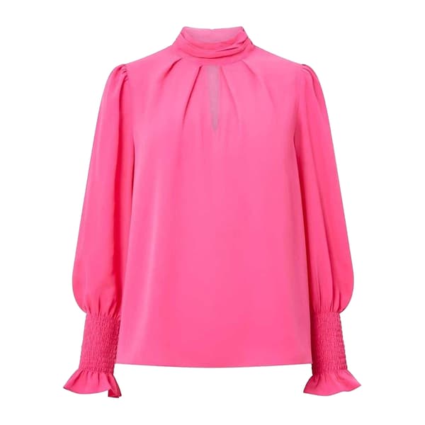 French Connection Dam/Dam Höghalsad Vanlig Blus 8 UK L Luminous Pink 8 UK