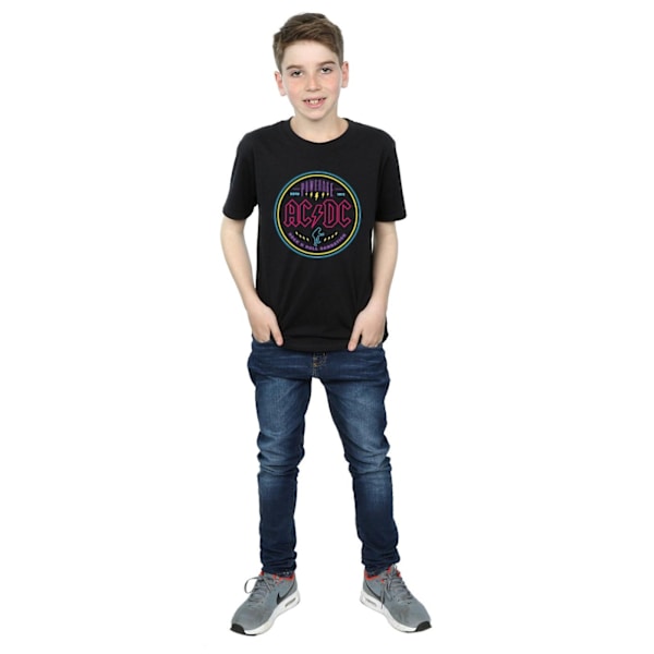 AC/DC Boys Circle Neon T-Shirt 7-8 år Svart Black 7-8 Years