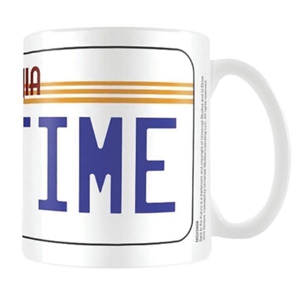 Back To The Future Licensskylt Mugg En Storlek Vit/Blå/Gul White/Blue/Yellow One Size