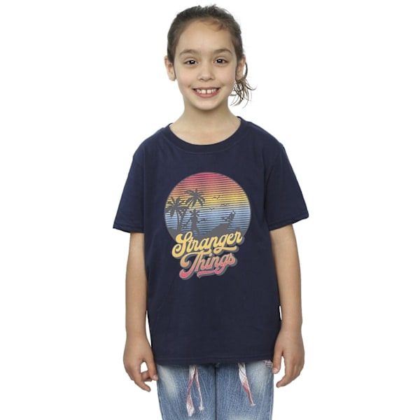 Netflix Girls Stranger Things LA Gradient Bomull T-shirt 9-11 år Navy Blue 9-11 Years