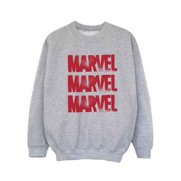 Marvel Girls Röd Spray Logos Sweatshirt 7-8 År Sports Grey Sports Grey 7-8 Years