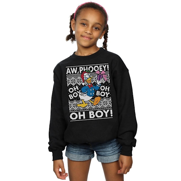 Disney Girls Donald Duck Jul Fair Isle Sweatshirt 5-6 År Black 5-6 Years