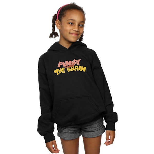 Animaniacs Girls Pinky And The Brain Logo Hoodie 5-6 År Svart Black 5-6 Years