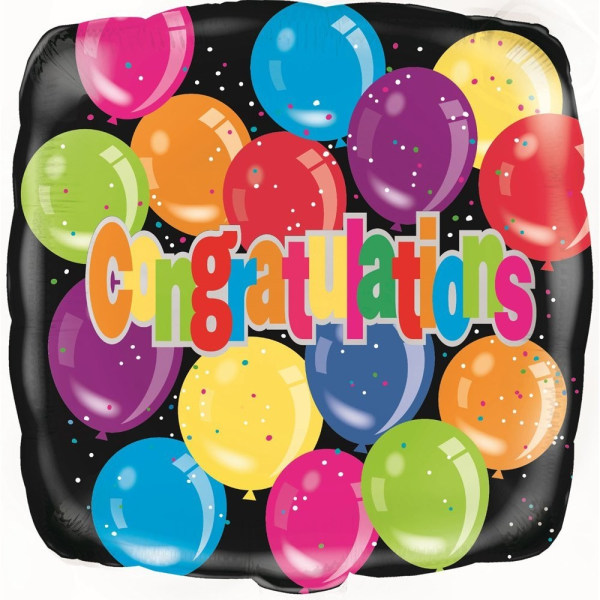Unik Party Square Grattis Folieballong One Size Multi Multicoloured One Size