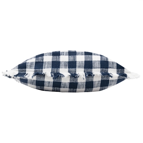 Yard Barton Fransad Rutig Kuddeöverdrag 45cm x 45cm Marinblå Navy 45cm x 45cm