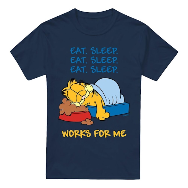 Garfield Herr Works For Me T-Shirt XL Marinblå Navy XL