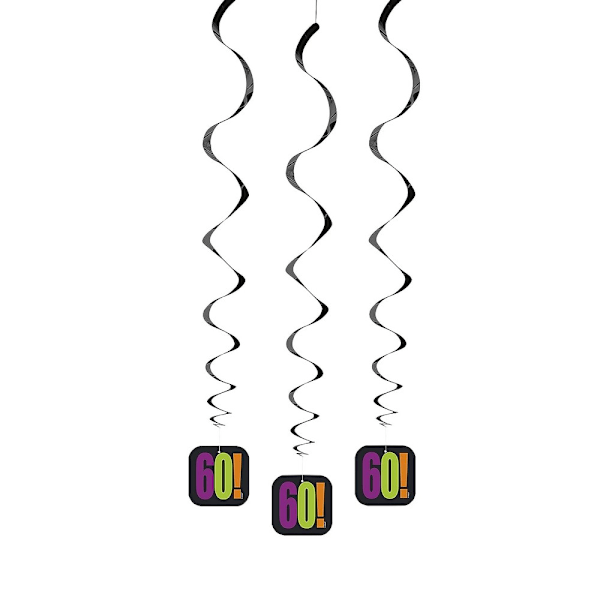 Unika festdekorationer 60-årsdag streamers (3-pack) En storlek Black/Multicoloured One Size