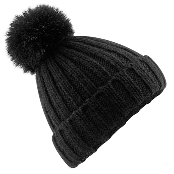 Beechfield Unisex Vuxen Verbier Faux Fur Pom Pom Mössa One Size Black One Size