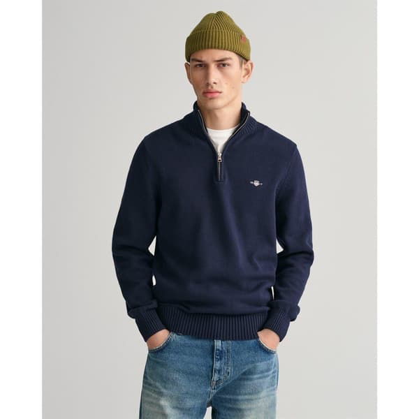 Gant Herr Micro Textured Half Zip Tröja XS Marinblå Navy XS