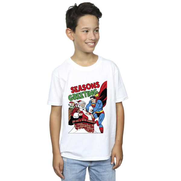 DC Comics Boys Superman Santa Comic T-Shirt 5-6 år Vit White 5-6 Years