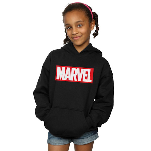 Marvel Comics Girls Classic Logo Hoodie 9-11 år Svart Black 9-11 Years