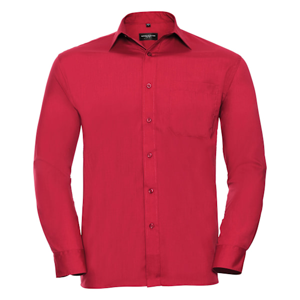 Russell Collection Herr Långärmad Skjorta 15.5 Klassisk Röd Classic Red 15.5