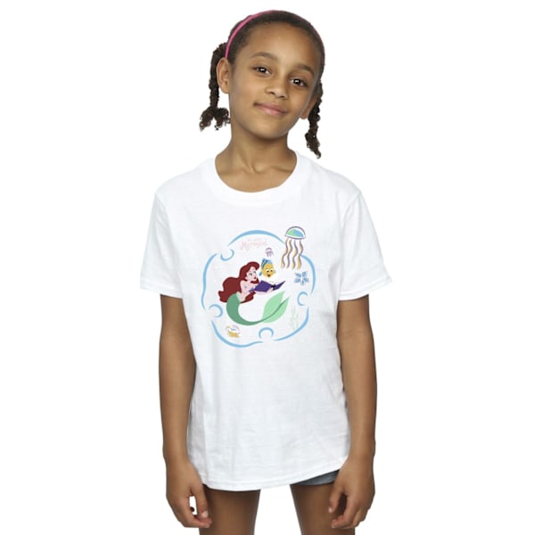 Disney Girls The Little Mermaid Läser En Bok Bomull T-Shirt 9 White 9-11 Years