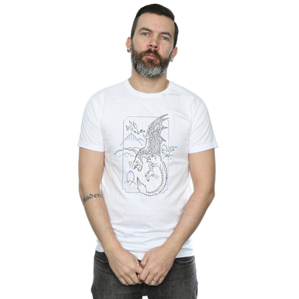 Harry Potter T-shirt med drakmotiv för män, XXL, vit White XXL