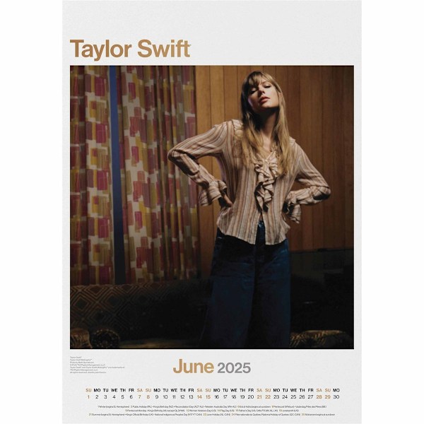 Taylor Swift 2025 Väggkalender A3 42cm x 30cm Flerfärgad Multicoloured 42cm x 30cm