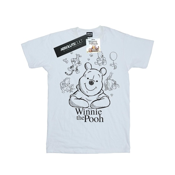 Disney Girls Winnie The Pooh Collage Sketch Bomull T-shirt 5-6 White 5-6 Years