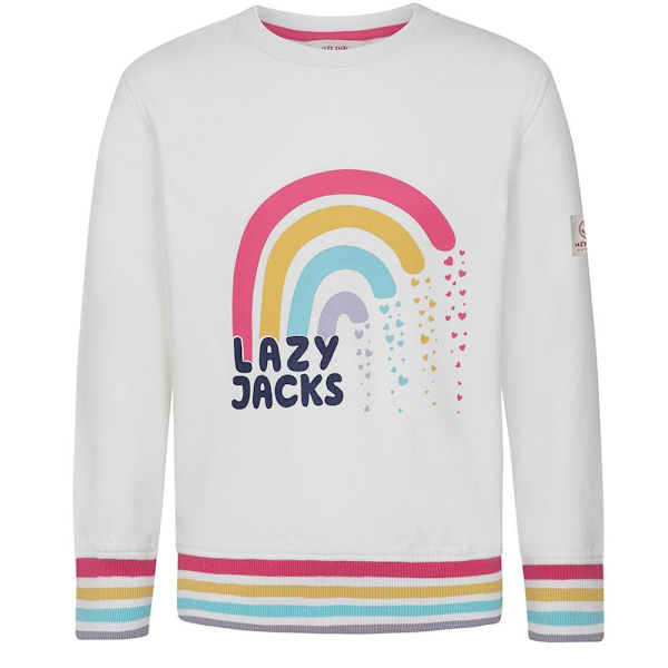 Lazy Jacks Regnbåge Tröja för Flickor 9-10 År Vit White 9-10 Years