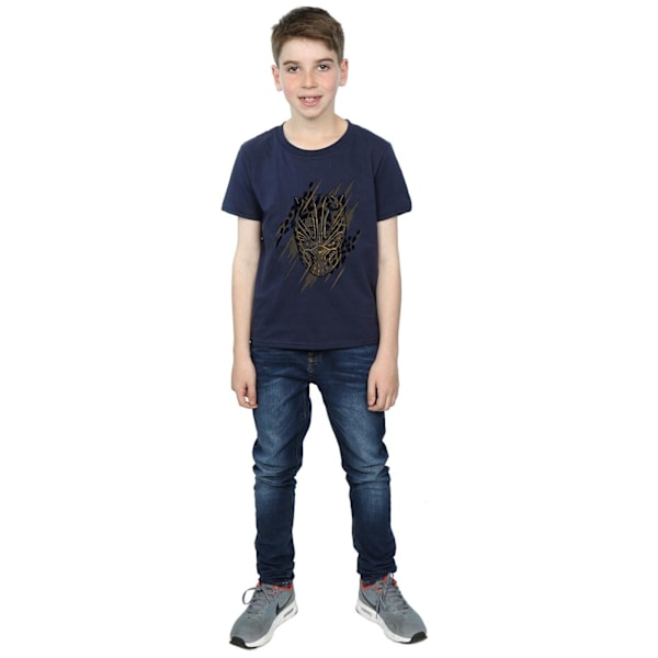 Marvel Boys Black Panther Gold Head T-Shirt 5-6 år Marinblå Navy Blue 5-6 Years