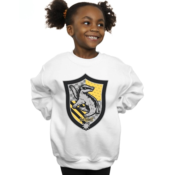 Harry Potter Tjejer Hufflepuff Crest Flat Sweatshirt 7-8 År W White 7-8 Years