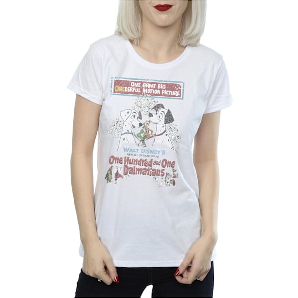 Disney Womens/Ladies 101 Dalmatians Retro Poster Bomull T-shirt White L