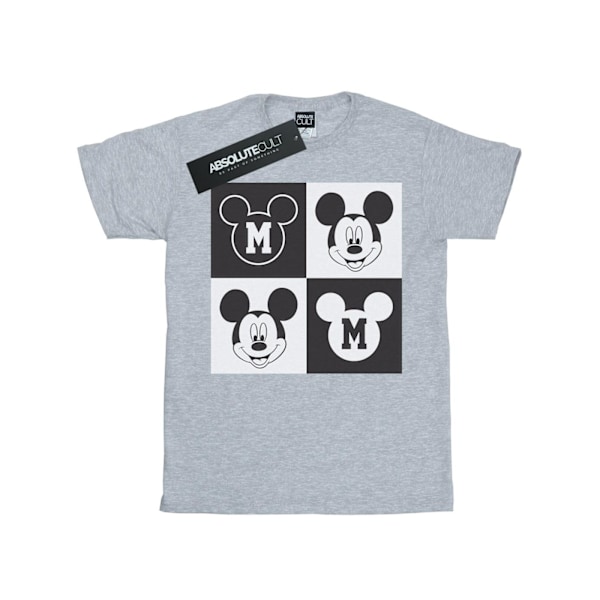 Disney Dam/Damer Mickey Mouse Smiling Squares Bomull Boyfriend T-Shirt XXL Sports Grey Sports Grey XXL