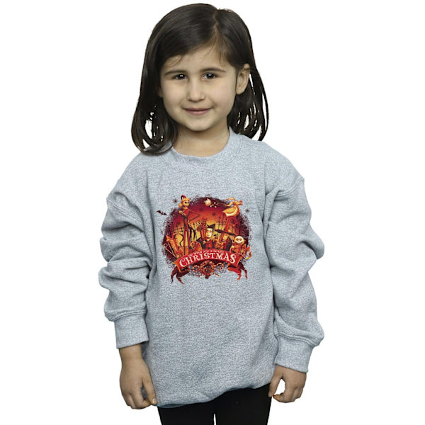 Disney Girls The Nightmare Before Christmas Scary Christmas Sweatshirt Sports Grey 9-11 Years