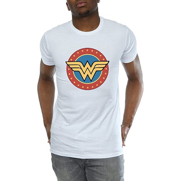 Wonder Woman T-shirt i bomull med logotyp för män, storlek L, vit White L