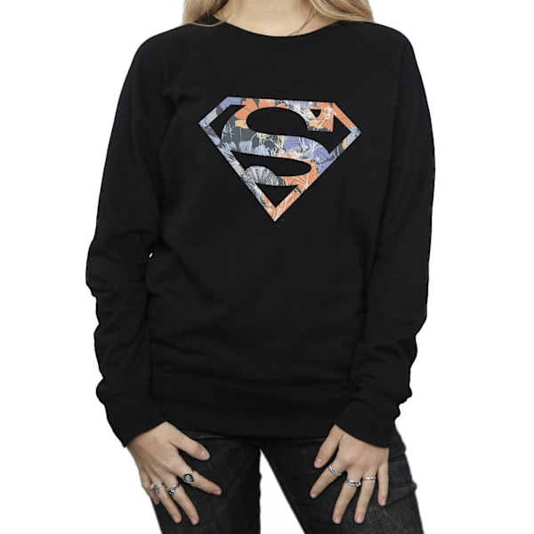 DC Comics Dam/Kvinnor Superman Blommig Logotyp 2 Sweatshirt M Svart Black M