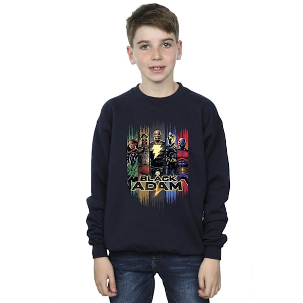 DC Comics Boys Black Adam JSA Komplett Grupp Sweatshirt 3-4 År Navy Blue 3-4 Years