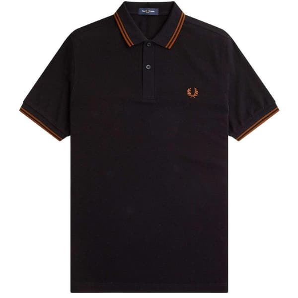 Fred Perry Herr Dubbelrandig Pikétröja S Svart Black S