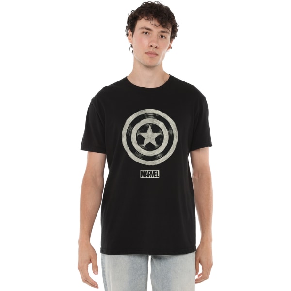 Captain America Mens bollspets T-shirt L Svart Black L