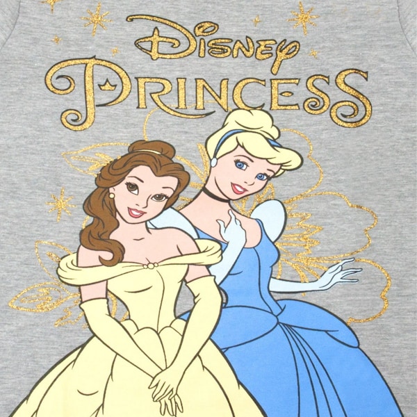 Disney Princess Glitter Långärmad T-shirt för flickor 2-3 år Grå Grey Marl/Yellow/Blue 2-3 Years