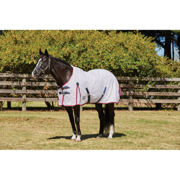 Weatherbeeta Summer Sheet Lite III Standard Neck for Horses 7ft White/Navy/Red 7ft 3