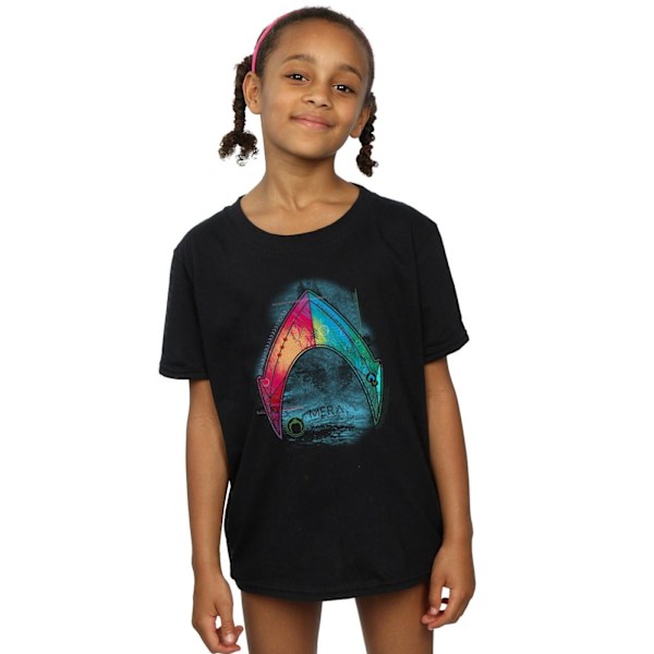 DC Comics Girls Aquaman Mera Logo Bomull T-shirt 12-13 år Bl Black 12-13 Years