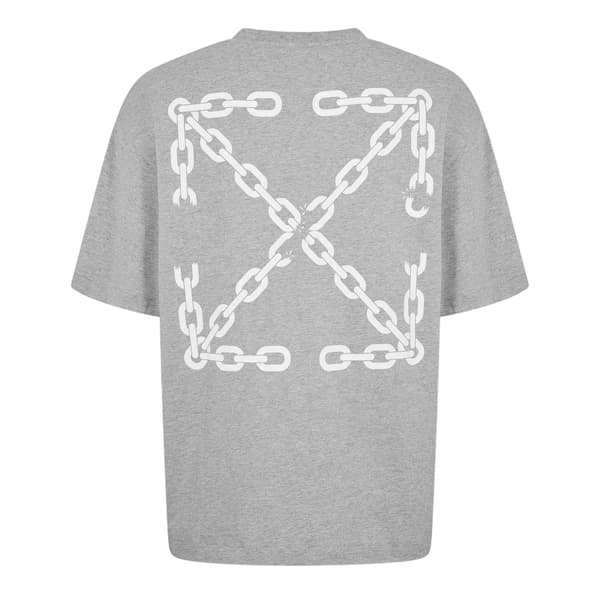 Off White Herr T-shirt med kedjetryck XL Ljusgrå Light Grey XL