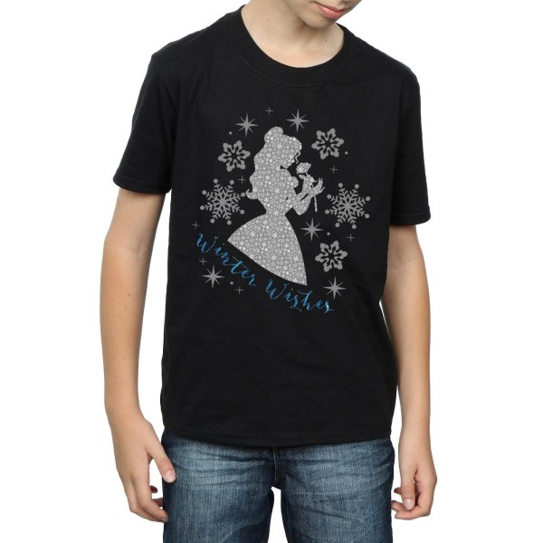 Disney Princess Boys Belle Winter Silhouette T-Shirt 12-13 år Black 12-13 Years