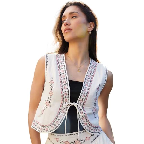 Threadbare Dam/Dam Geometriskt Mönstrad Väst 10 UK Cream Cream 10 UK