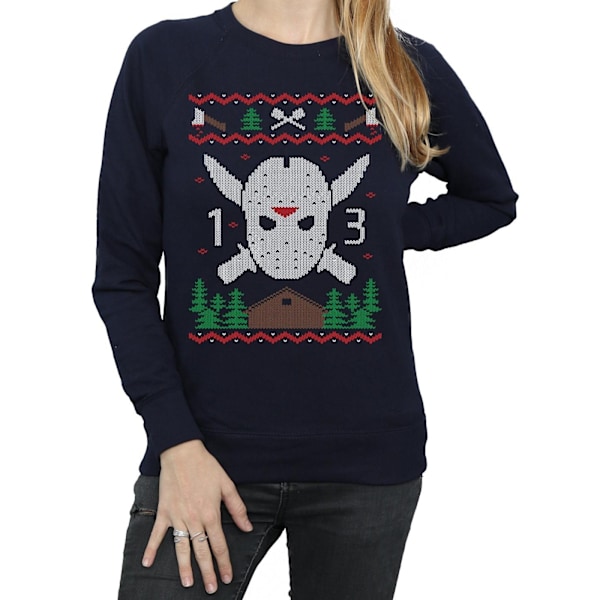 Fredag den 13:e Dam/Dam Jul Fair Isle Sweatshirt XXL Marinblå Navy Blue XXL