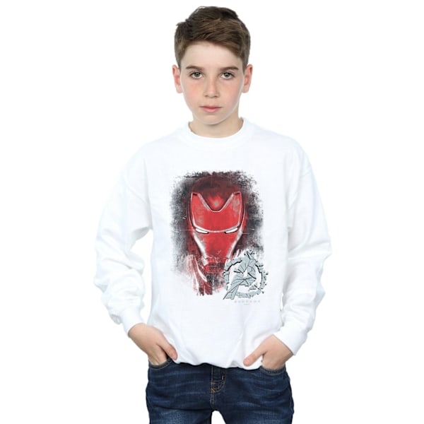 Marvel Boys Avengers Endgame Iron Man Borstad Sweatshirt 7-8 År White 7-8 Years