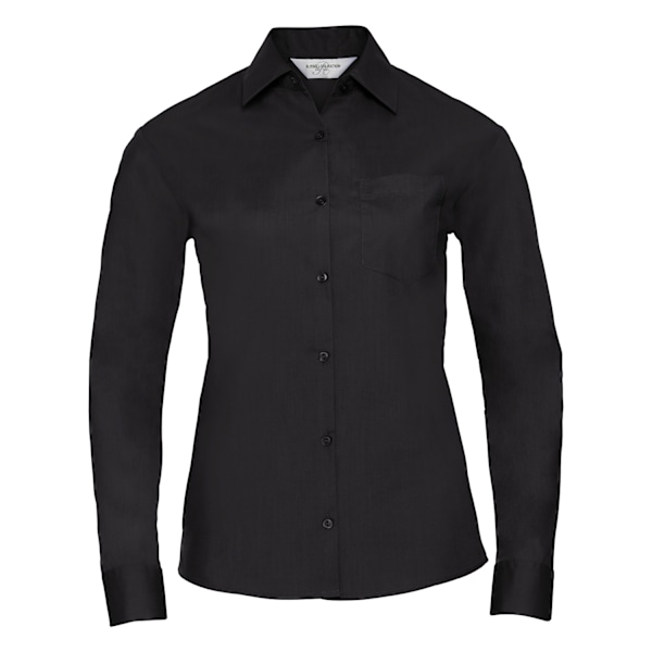 Russell Collection Dam/Damer Poplin Lätt-Skötsel Långärmad Black 4XL
