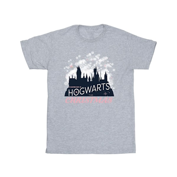 Harry Potter flickor Hogwarts jul bomull T-shirt 7-8 år Sports Grey 7-8 Years